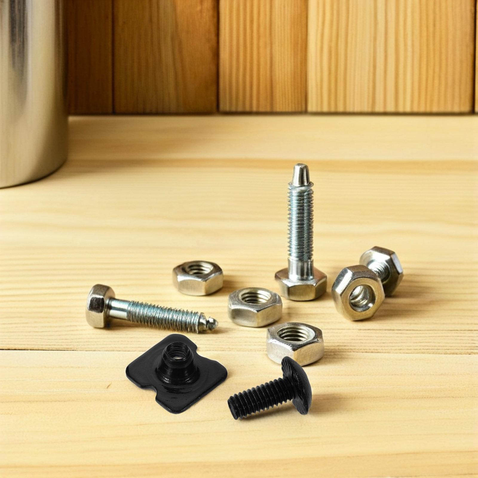 Woodworking Kits For Adults - 1セットの黒色スチール製バックプレート用ネジ、サッカー用ハードウェアキット。子供用および大人用に対応。精密なねじ山を持つ金属製ネジで、プロテクターに使用。
