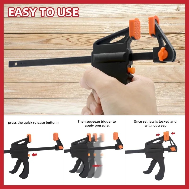 Woodworking Z Clips - 4インチクイックFクランプトリガー木工用バークランプスプレッダー木工固定クリップ