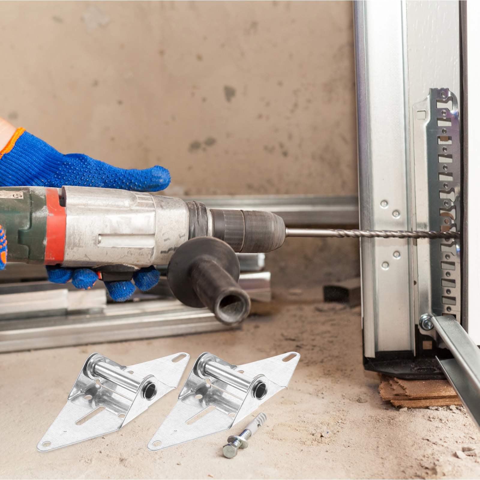 Woodworking Garage - 2個入り、厚型鉄製ガレージドア用ヒンジ。精密鋳造で、自動で閉まる機能付き。すべてのブランドのドアに対応し、ネジは不要。重い荷重にも対応。