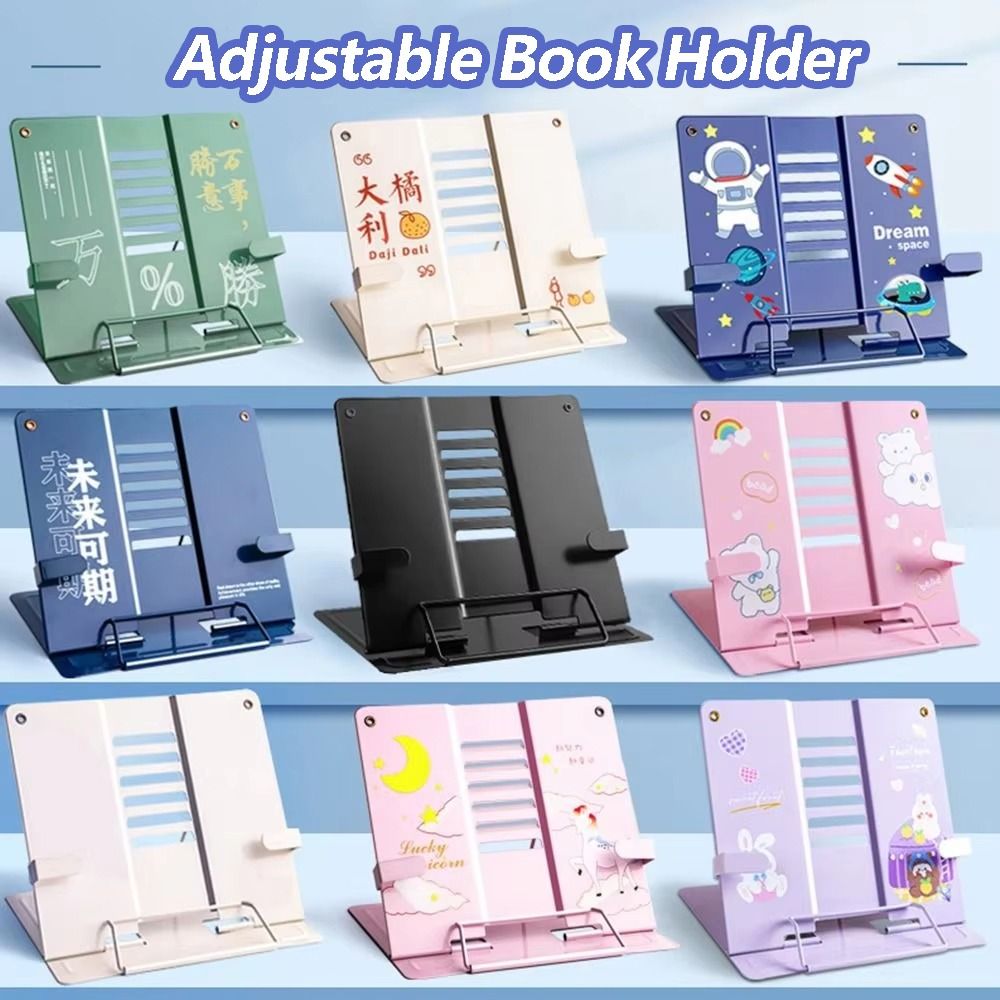Woodworking Book - 6段階調節可能なデスクブックホルダー、幅調整可能、頑丈な金属製読書スタンド、手を振るだけでポータブルに使用可能