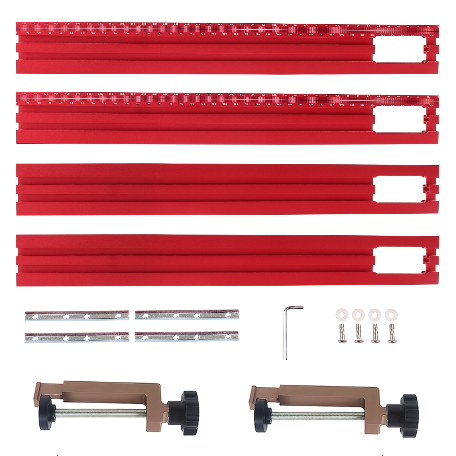 Woodworking Z Clips - 40cmトリミングミリング溝彫刻ガイドレール+2個のクリップ、調整可能なバッキング補助ガイドレールブラケットDIY木工用