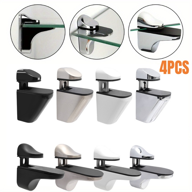 Woodworking Z Clips - 4個の調節可能な金属ガラスクランプ、木製/ガラス棚ブラケット、壁取り付けフローティングクリップ、滑り止めサポート棚、パーティションクランプ