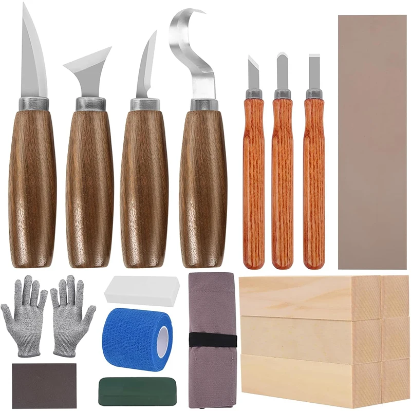 Woodworking Kits For Adults - 木彫りキット 木彫りツールセット 木彫りナイフ付き ディテールナイフ ブロック ウィッティングキット