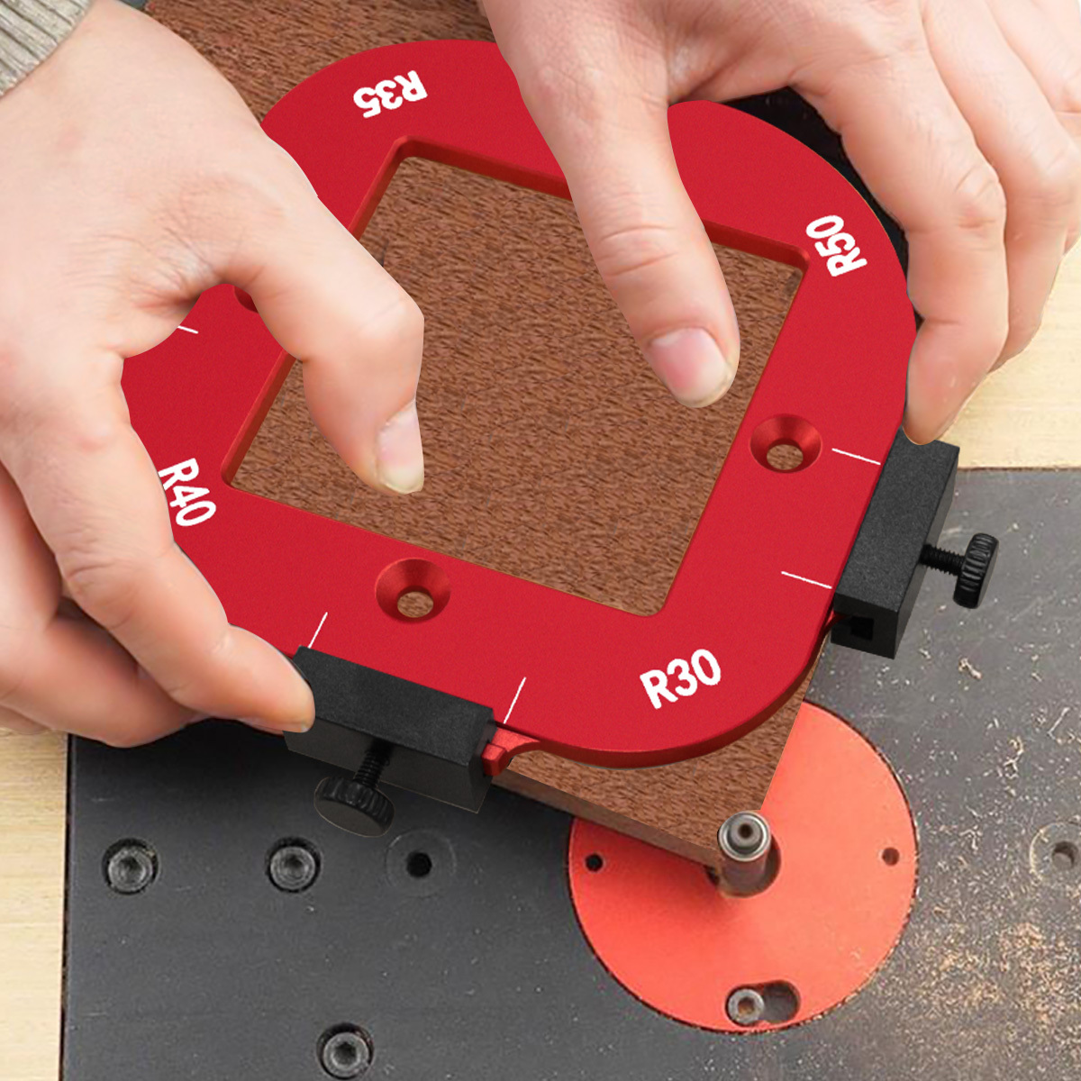 Woodworking Z Clips - アルミ製ラウンドコーナー半径テンプレートセット、木工用ルーターテーブルジグ、取り外し可能なクリップ付き、円弧切断補助具、サイズR10-R50