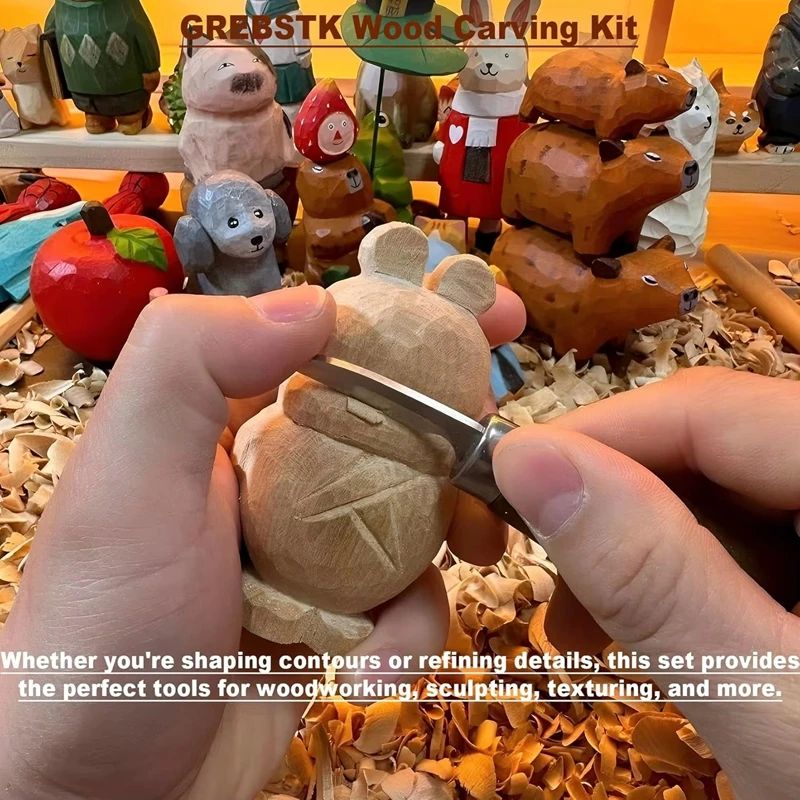 Woodworking Kits For Adults - 木彫りキット 木彫りツール 手彫りナイフセット 初心者向け木彫りキット 子供 大人
