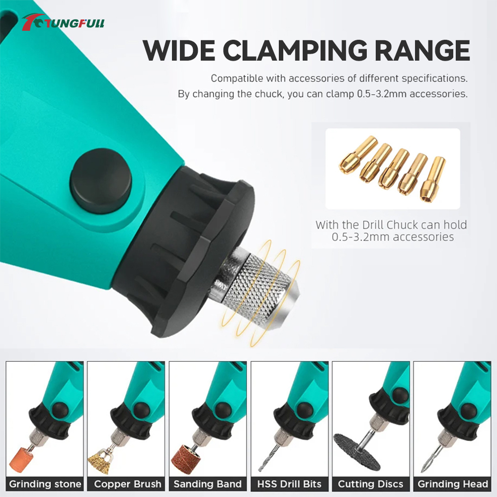 TUNGFULL ミニ電動グラインダーセット、可変速度ロータ - Woodworking Joinery のレビューと価格