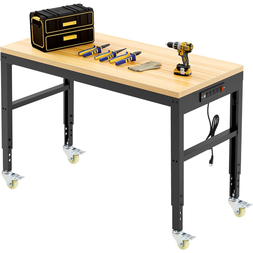 調整可能な作業台、頑丈な木製作業台、耐荷重2000ポンド、電 - Woodworking Garage のレビューと価格