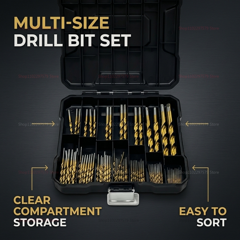 99個入りチタン製ドリルビットセット 1.5mm-10mm  - Woodworking Garage のレビューと価格