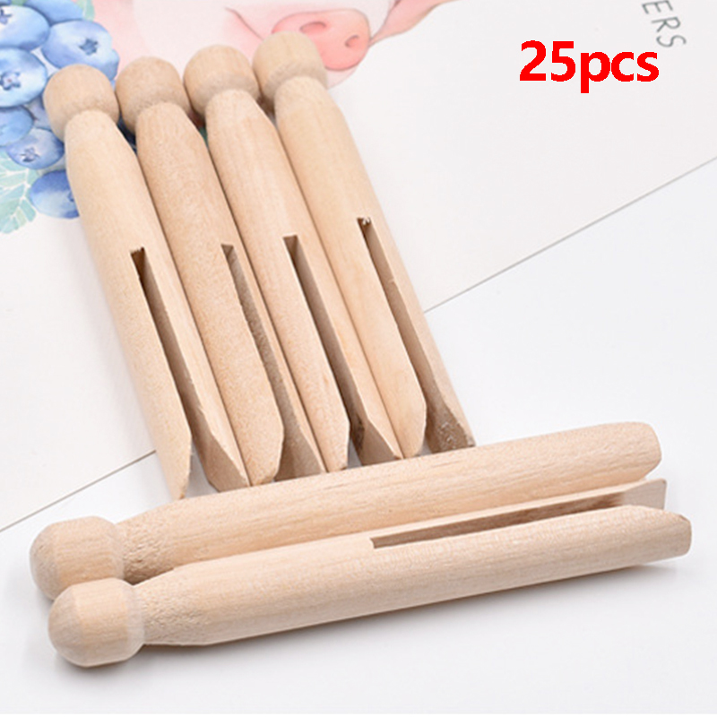 25個入り 11cm 木製ドリーペグ 木製洗濯バサミ ペグ  - Woodworking Z Clips のレビューと価格