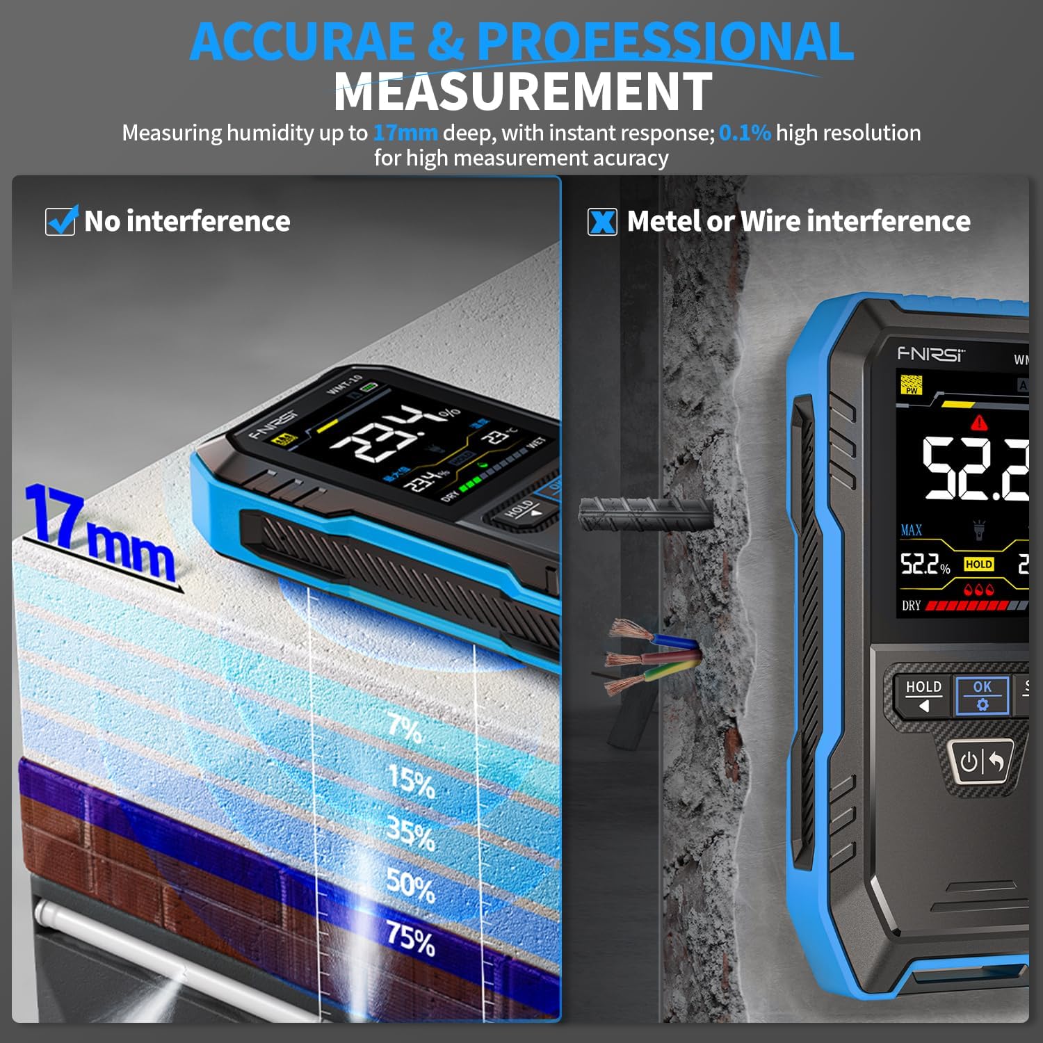 FNIRSI WMT-10 ピンレス木材水分計、充電式壁/木 - Lumber Woodworking のレビューと価格