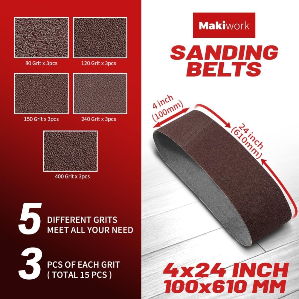 4x24インチ サンディングベルト 15枚セット - 木工用 - Woodworking Product のレビューと価格