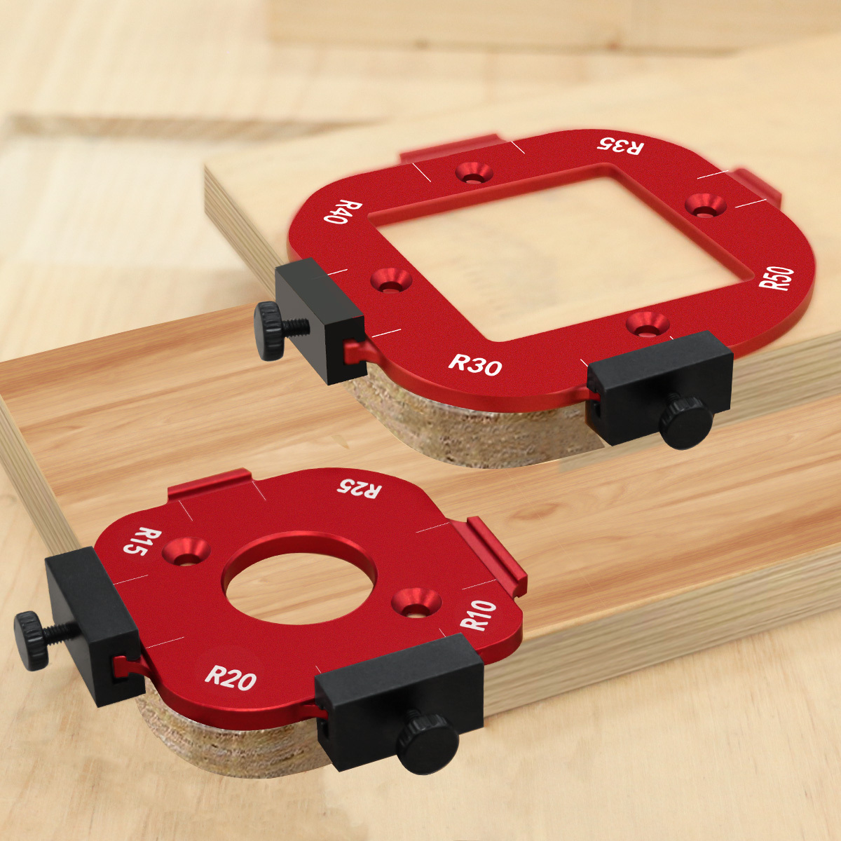 アルミ製ラウンドコーナー半径テンプレートセット、木工用ルータ - Woodworking Z Clips のレビューと価格