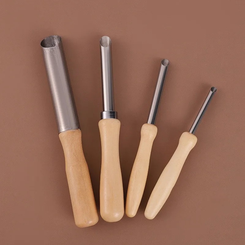 4個入り木製ハンドル陶器穴あけ器セット ステンレス製丸穴カッ - Woodworking Veneer Cutter のレビューと価格