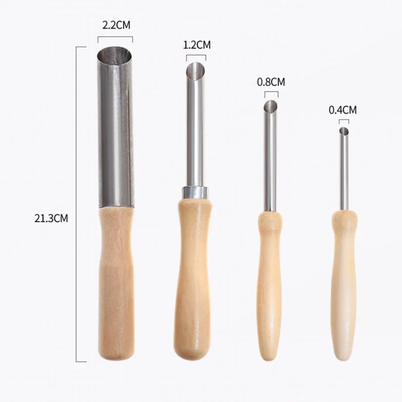4個入り木製ハンドル陶器穴あけ器セット ステンレス製丸穴カッ - Woodworking Veneer Cutter のレビューと価格