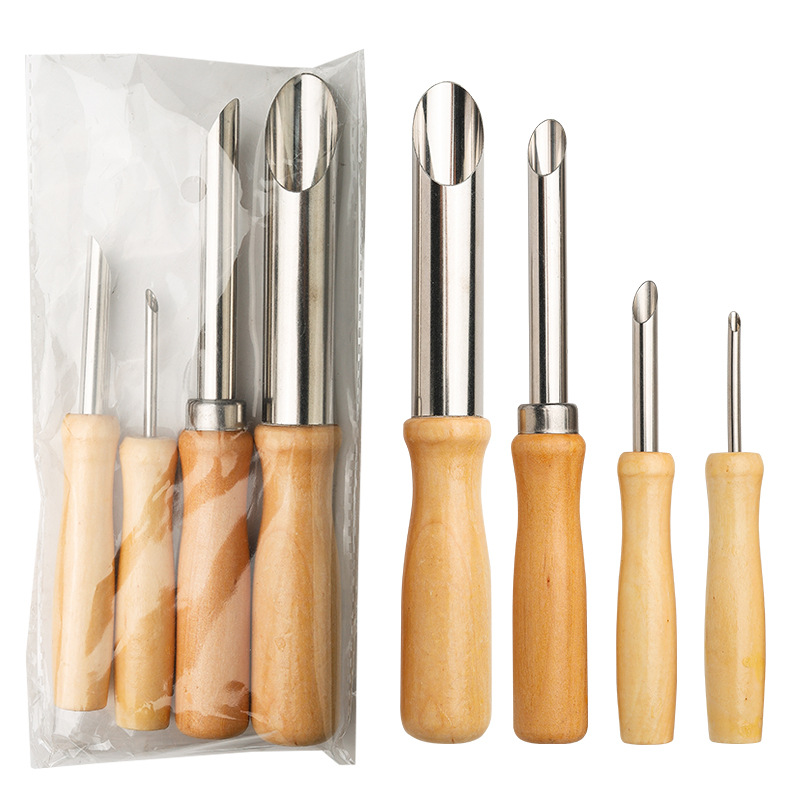 4個入り木製ハンドル陶器穴あけ器セット ステンレス製丸穴カッ - Woodworking Veneer Cutter のレビューと価格