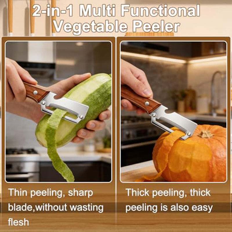 ステンレス製キッチンピーラー 木製ハンドル付き野菜ピーラー  - Woodworking Hobbies のレビューと価格