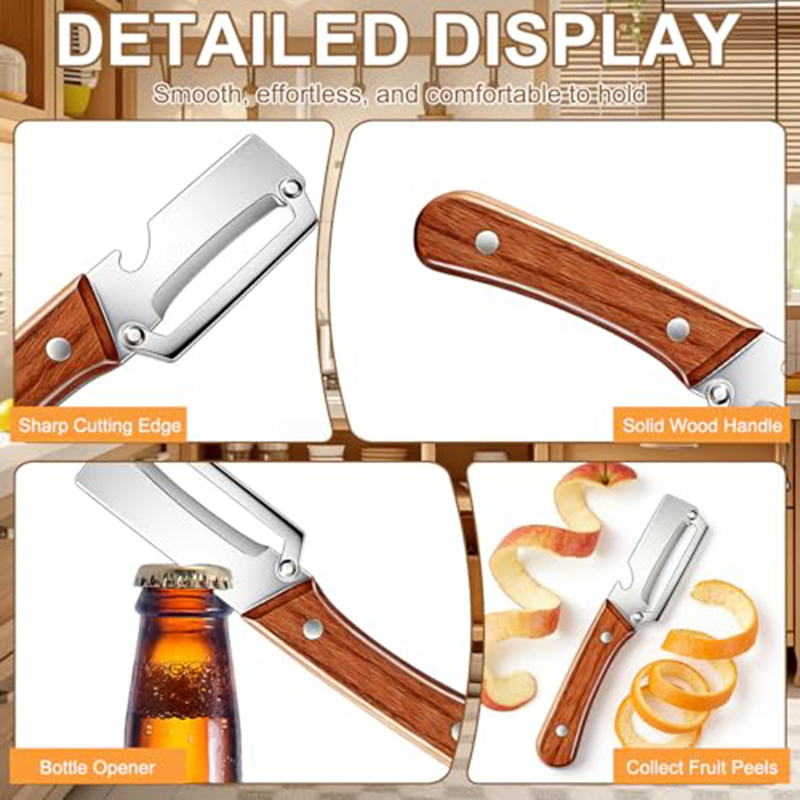 ステンレス製キッチンピーラー 木製ハンドル付き野菜ピーラー  - Woodworking Hobbies のレビューと価格