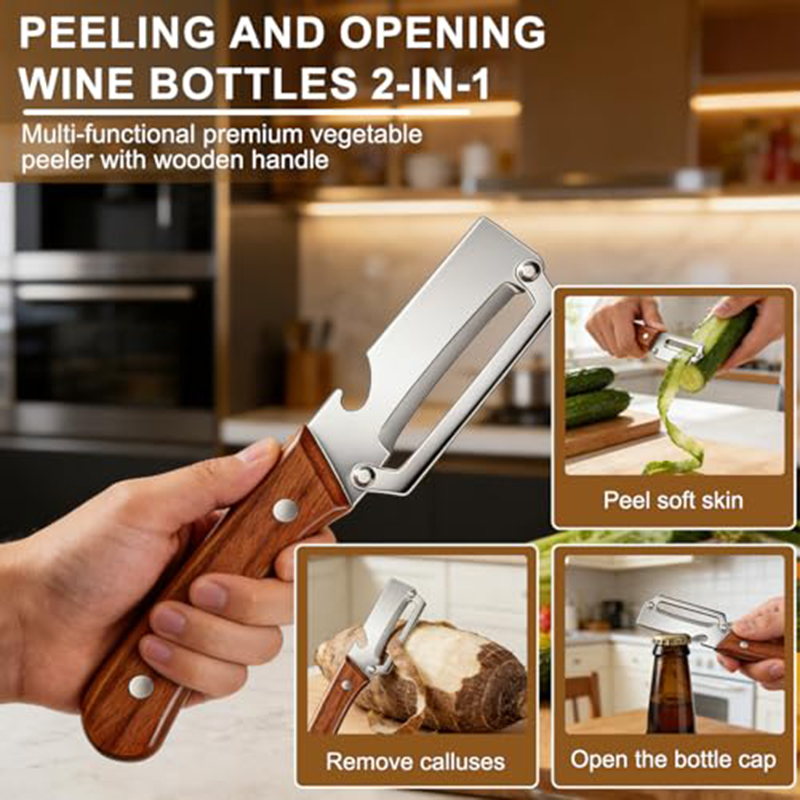 ステンレス製キッチンピーラー 木製ハンドル付き野菜ピーラー  - Woodworking Hobbies のレビューと価格